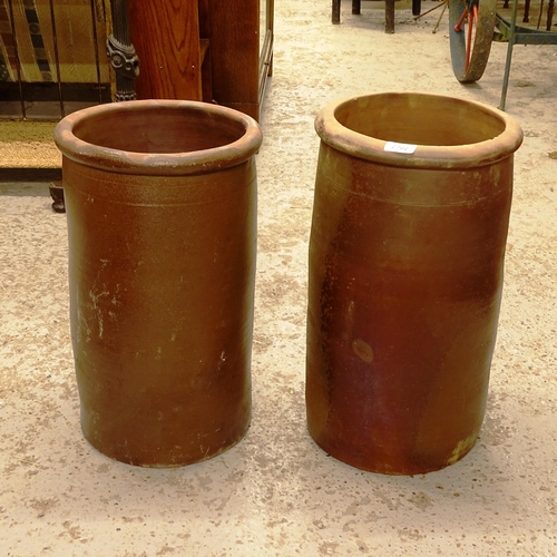 2702 - 2 terracotta pot de lards, height 49cm