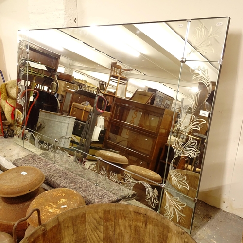 2706 - A large Parisian design bistro mirror, W178cm, H100cm