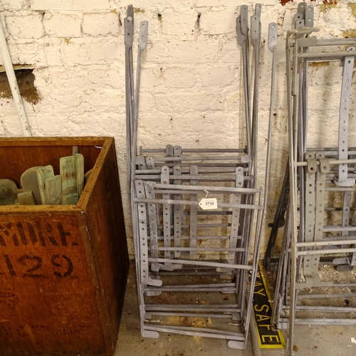 2730 - A set of 5 folding garden chair frames (no seats)