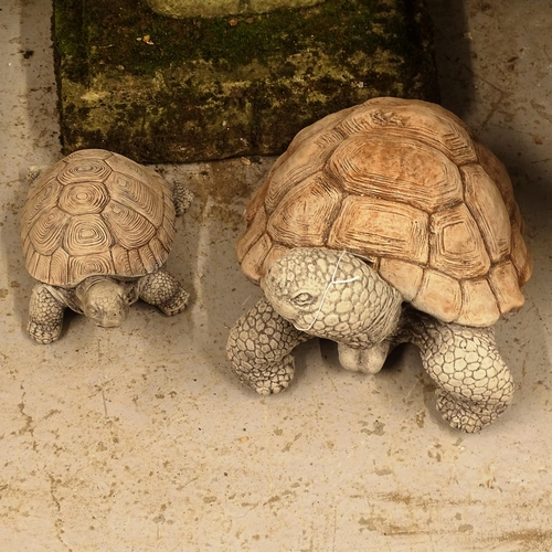 2761 - 2 concrete garden ornaments, tortoises