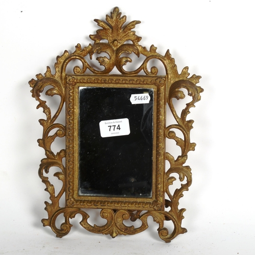 774 - A small Florentine cast gilt-metal framed mirror, height 30cm