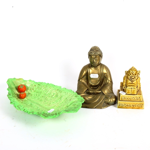 776 - A brass Buddha, 15cm, a Carlton Ware dish etc