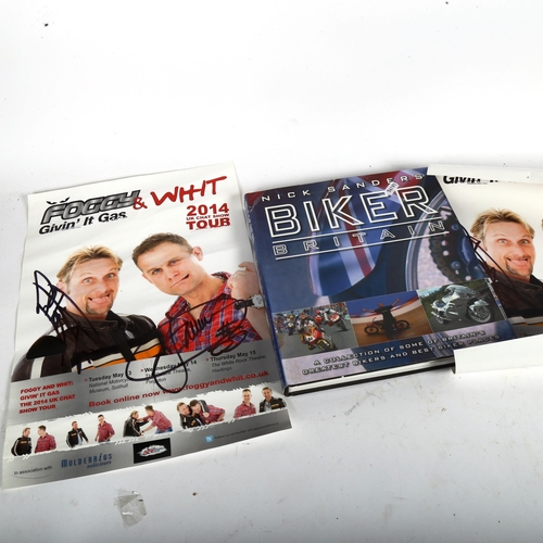 783 - Superbikes ephemera including Nick Sanders Biker Britain (signed), signed poster cards and 2 related... 