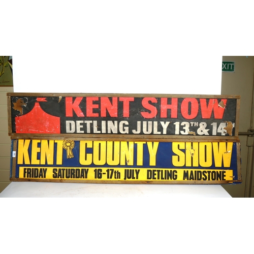 802 - 2 Vintage Kent County Show advertising signs, 29cm x 151cm