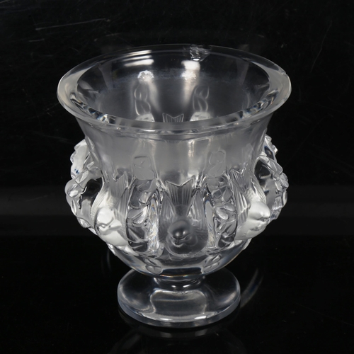 814 - LALIQUE - a moulded glass Dampierre pattern vase, engraved Lalique France, height 12cm (2 chips on t... 