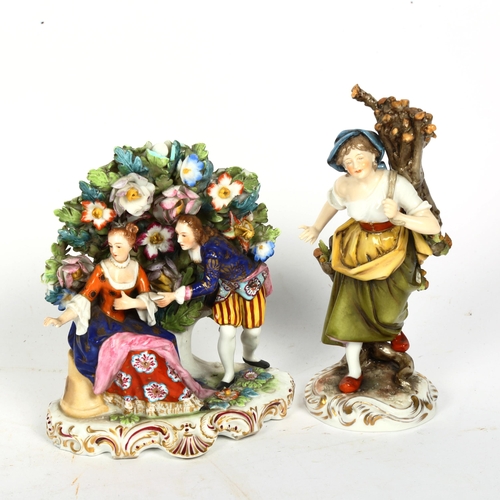 818 - 2 x 19th century figural porcelain groups, including Crown Derby and Meissen, largest height 17cm