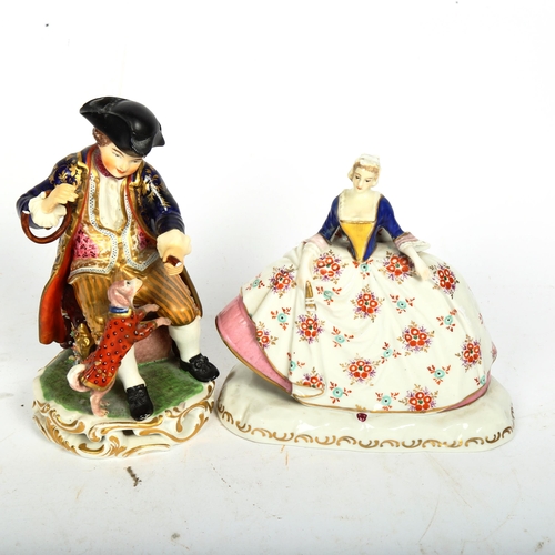 829 - 2 x 19th century Crown Derby porcelain figures, largest height 16cm