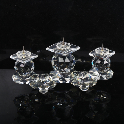 845 - A Swarovski Crystal glass 3-light candelabra, boxed