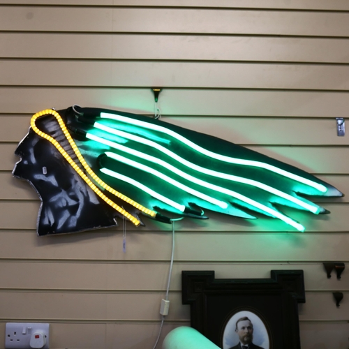 847 - A neon Native American sign, length 113cm