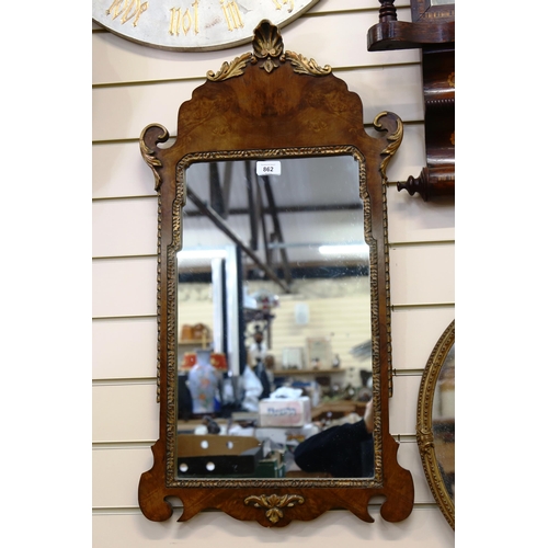 862 - A mid-century wall mirror in the 18th century manner by Atsonea, with maker's label, overall 80cm x ... 