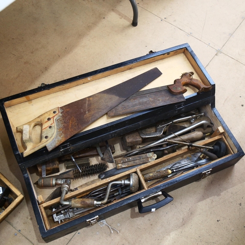 874 - A black tool chest, containing various tools