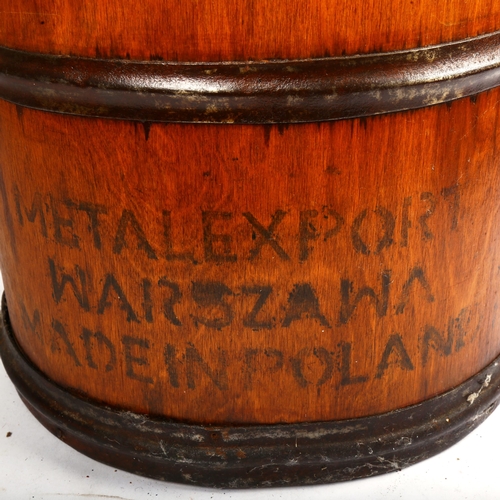 880 - A Polish bentwood metal export gunpowder container, height 46cm