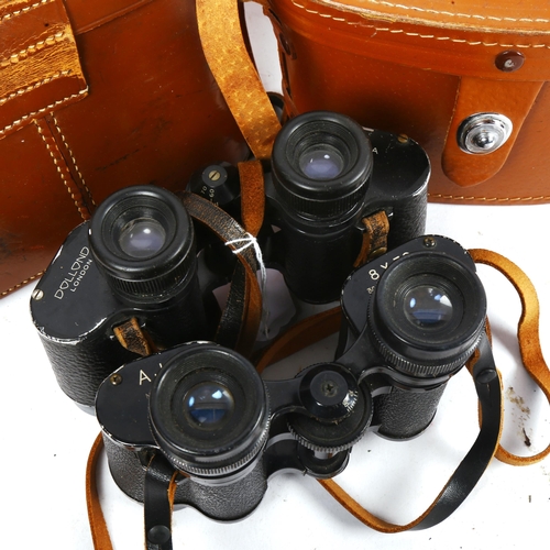 886 - 2 pairs of 8x30 binoculars, including Ajax and Dollond, both leather-cased (2)