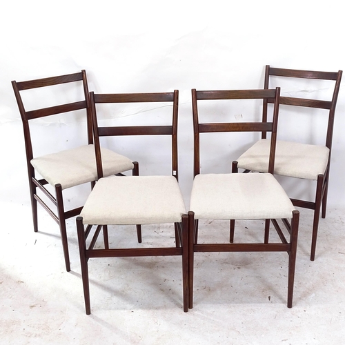 2136 - A set of 4 mid-century Leggera chairs, by Gio Ponti for Cassina, Italy, in stained ash with upholste... 