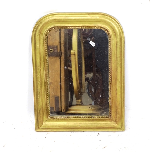 2162 - An Antique arch-top giltwood wall mirror, W40cm, H52cm