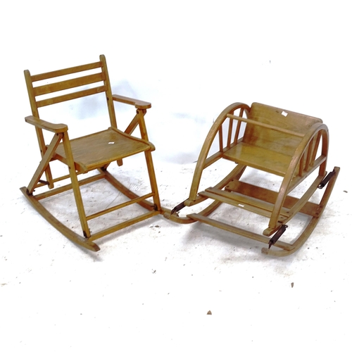 2258 - An unusual early 20th century child's bentwood rocking chair, and another (2)