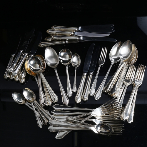 1001 - A 56 piece canteen of Sheffield plate cutlery and a silver plated coffee pot