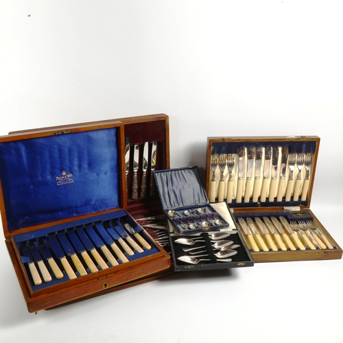 1004 - VINERS - a canteen of fish cutlery for 12 people, cased, a cased set of cutlery for 12 people, and a... 