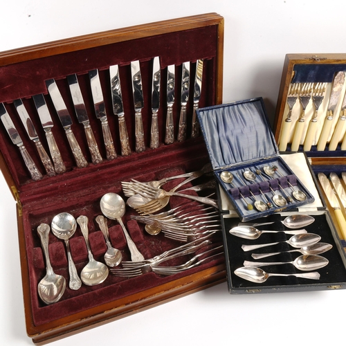 1004 - VINERS - a canteen of fish cutlery for 12 people, cased, a cased set of cutlery for 12 people, and a... 