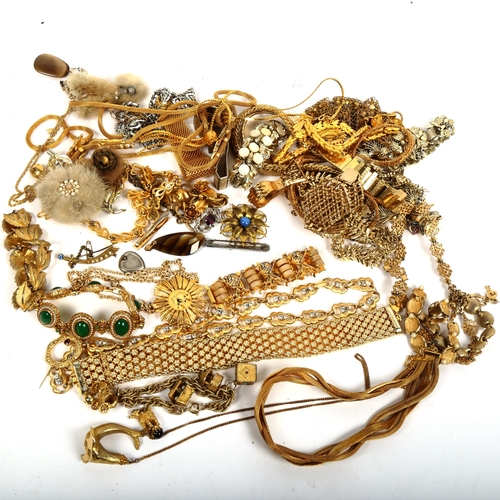 1026 - A quantity of gold plated Vintage and other costume jewellery (boxful)