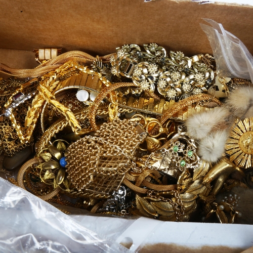 1026 - A quantity of gold plated Vintage and other costume jewellery (boxful)