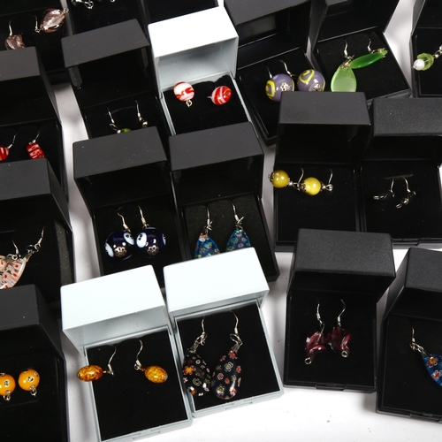 1037 - 31 pairs of glass and silver-mounted earrings (all modern)