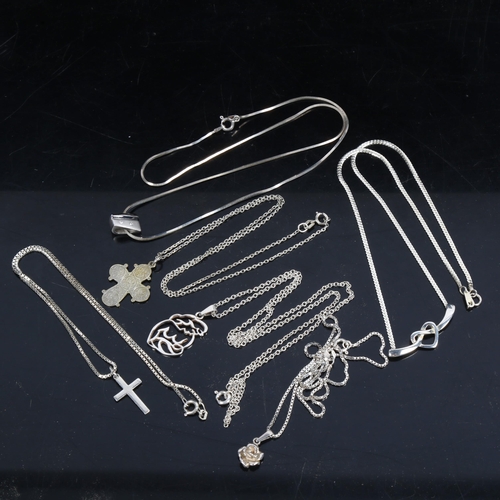 1059 - 6 various silver pendant necklaces