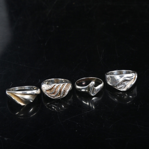 1066 - JENS JOHS AAGAARD - 4 various Scandinavian sterling silver rings