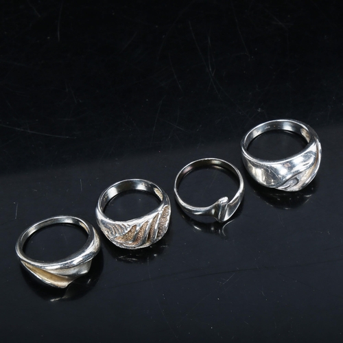 1066 - JENS JOHS AAGAARD - 4 various Scandinavian sterling silver rings