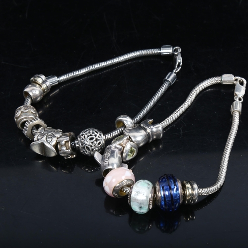 1076 - 2 sterling silver charm bracelets, including Lovelinks and Jens Johs Aagaard