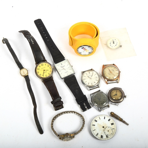 1093 - A silver-cased pocket watch, a chrome plater Eterna wristwatch, Allaine, and various others