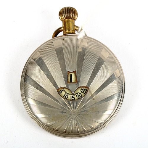 1095 - A Vintage chrome plate top-wind jump hour pocket watch