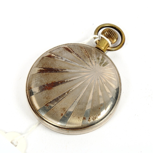 1095 - A Vintage chrome plate top-wind jump hour pocket watch