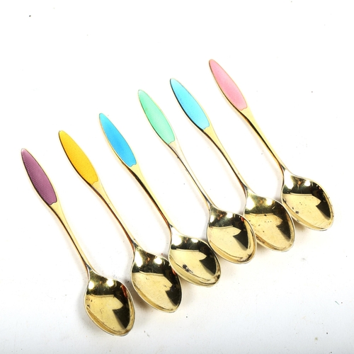 1133 - FRIGASE - a set of 6 sterling silver and coloured enamel coffee spoons