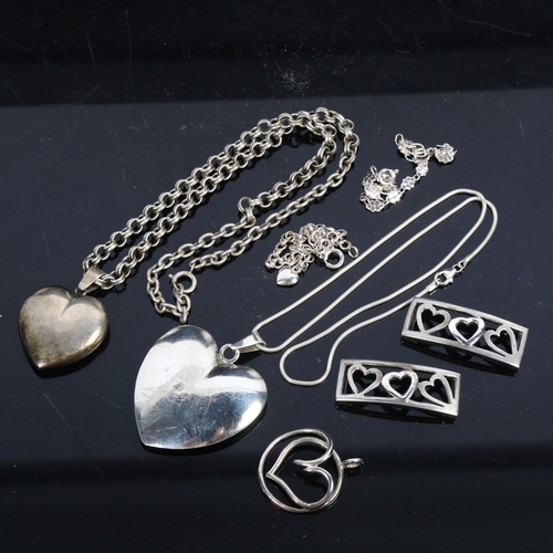 1134 - 2 silver heart design pendant necklaces, and other similar jewellery