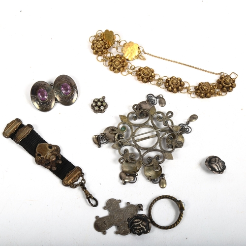 1146 - Various Norwegian silver Folk Art jewellery, crucifix etc