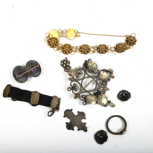 1146 - Various Norwegian silver Folk Art jewellery, crucifix etc