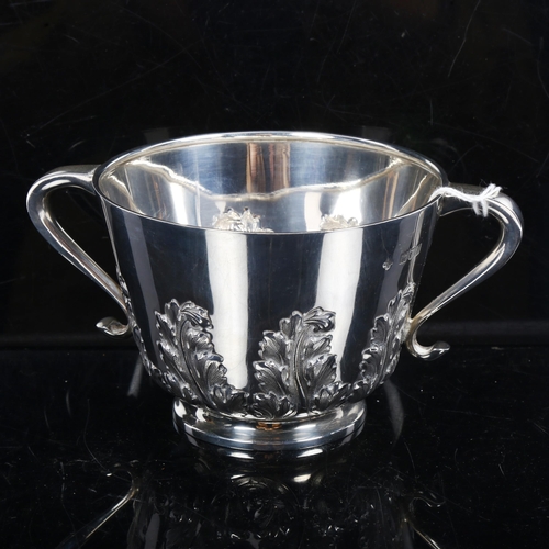 1155 - A Victorian silver and acanthus leaf embossed 2-handled sugar bowl, 7.2oz, hallmarks for London 1897... 