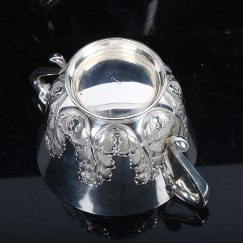 1155 - A Victorian silver and acanthus leaf embossed 2-handled sugar bowl, 7.2oz, hallmarks for London 1897... 