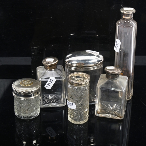 1156 - 6 various silver-topped dressing table jars and scent bottles