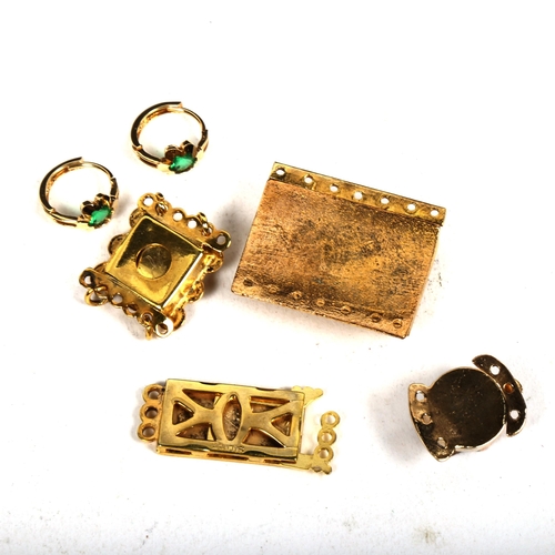 1161 - A silver-gilt clasp, a gilt-metal clasp with micro-mosaic panel, and 2 other gilt-metal clasp, and a... 