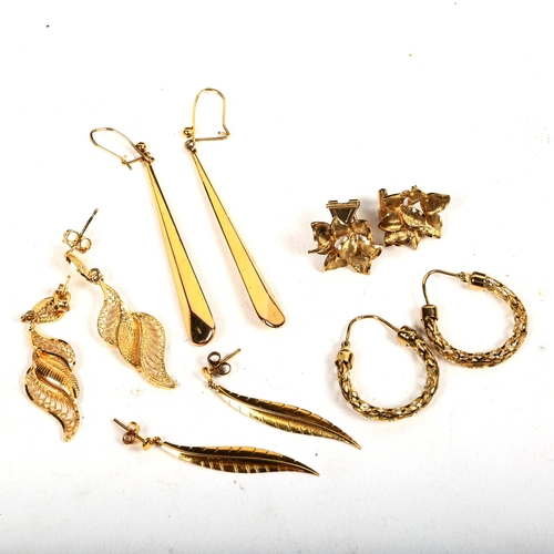 1181 - 5 pairs of 9ct gold earrings, 12.9g