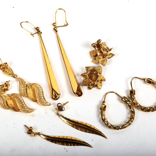 1181 - 5 pairs of 9ct gold earrings, 12.9g