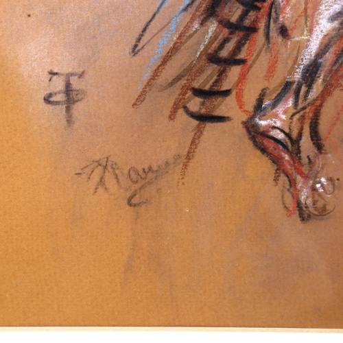 1502 - T O'Donnell, pastel and chalk on paper, nude study, signed with monogram, framed, overall 69cm x 50c... 