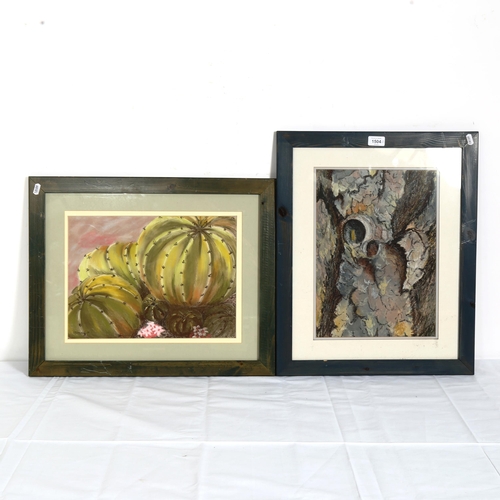 1504 - S M Leonard, 2 pastel drawings, signed, framed, landscape overall 46cm x 56cm (2)