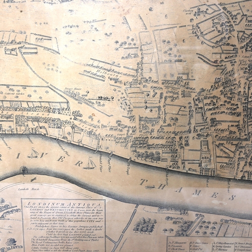 1530 - An 18th century panoramic map, London and Westminster in the Reign of Queen Elizabeth Anno Dom 1563,... 