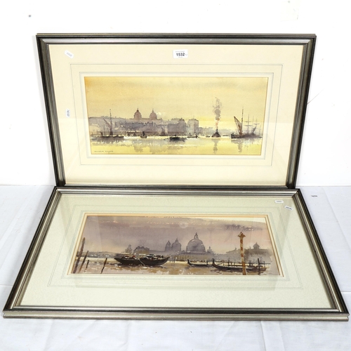 1532 - Malcolm Rogers, 2 watercolours, Old Greenwich Royal Naval College, and Venice landscape, signed, fra... 