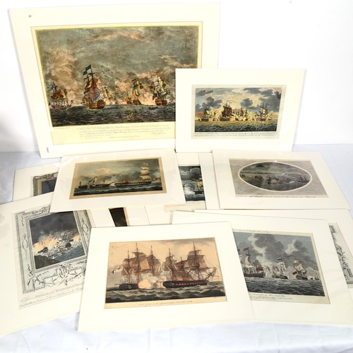 1537 - A group of coloured naval engravings, ship sea battles, all mounted (20)