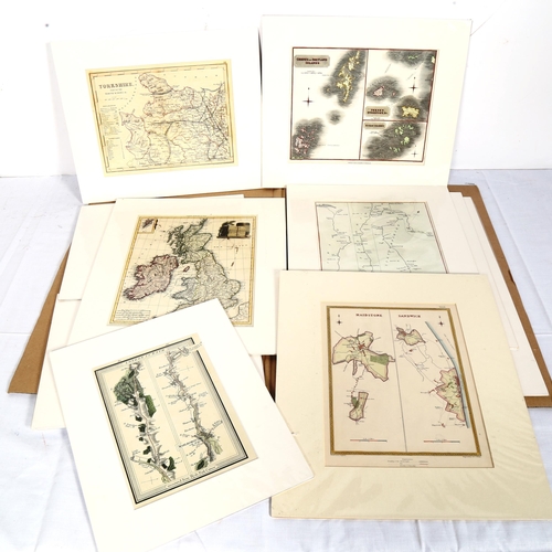 1542 - 10 hand coloured Antique United Kingdom maps, including early canals