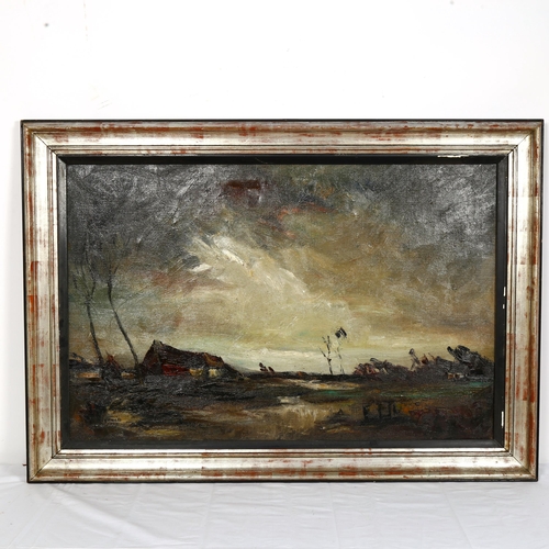 1543 - Andree Algrain, large oil on canvas, impressionist landscape, signed, framed, overall 83cm x 120cm